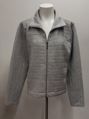 Prana Quilted Light Gray Zip-Up Jacket Women's XL